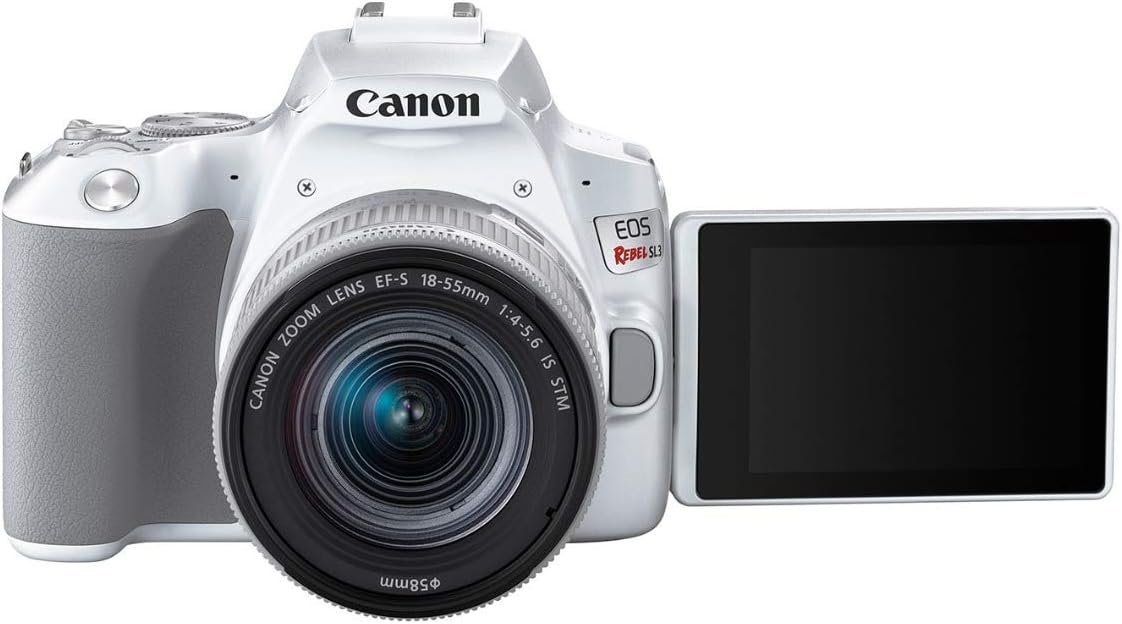 Canon EOS Rebel SL3 Digital SLR Camera with EF-S 18-55mm Lens Kit, Built-in Wi-Fi, Dual Pixel CMOS AF and 3.0 inch Vari-Angle Touch Screen, White