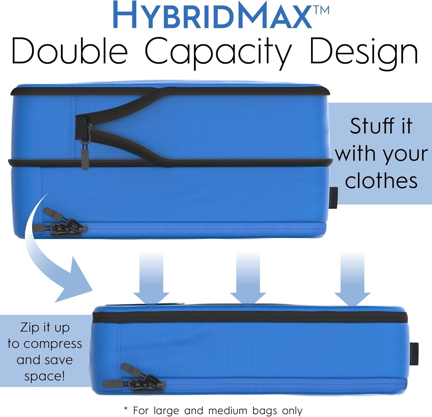 8 Set/4 Set Deluxe Compression Packing Cubes Travel - Maximize Space In Luggage With Patented HybridMax Double Capacity Design, Luxury Compressible Packing Cubes For Travel, Large, Small,  Medium