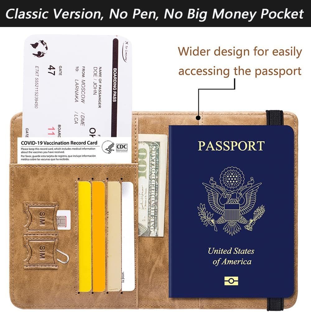 Passport Holder Cover Wallet Travel Essentials RFID Blocking Leather Card Case International Must Haves Travel Accessories for Women Men(101#Green)