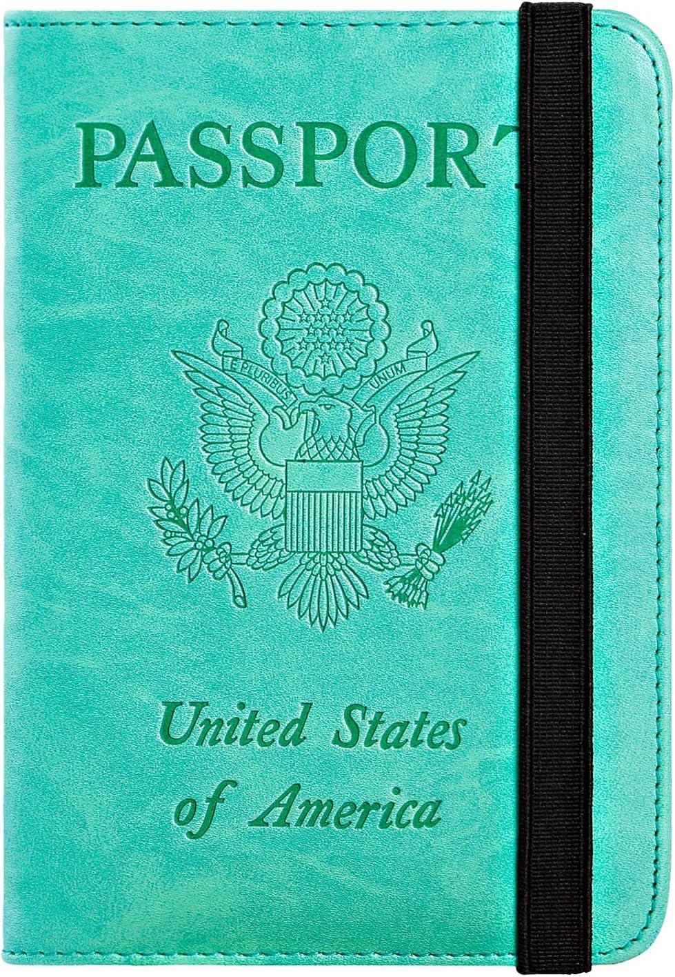 Passport Holder Cover Wallet Travel Essentials RFID Blocking Leather Card Case International Must Haves Travel Accessories for Women Men(101#Green)