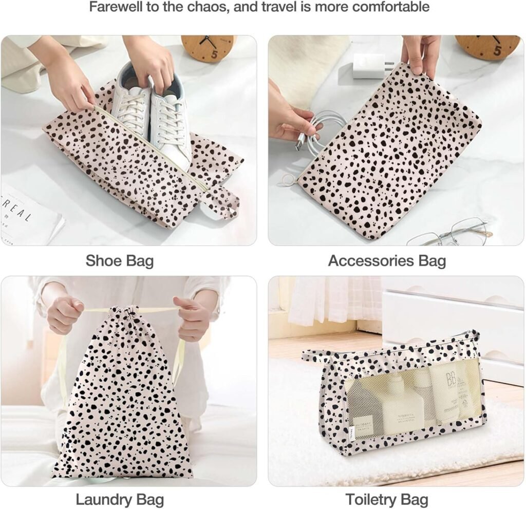 8 Set Packing Cubes for Suitcases, Packing Cube with Shoe, Cosmetics, Clothing, and Accessories Bags Packing Cubes for Travel Luggage Organizer(Leopard)