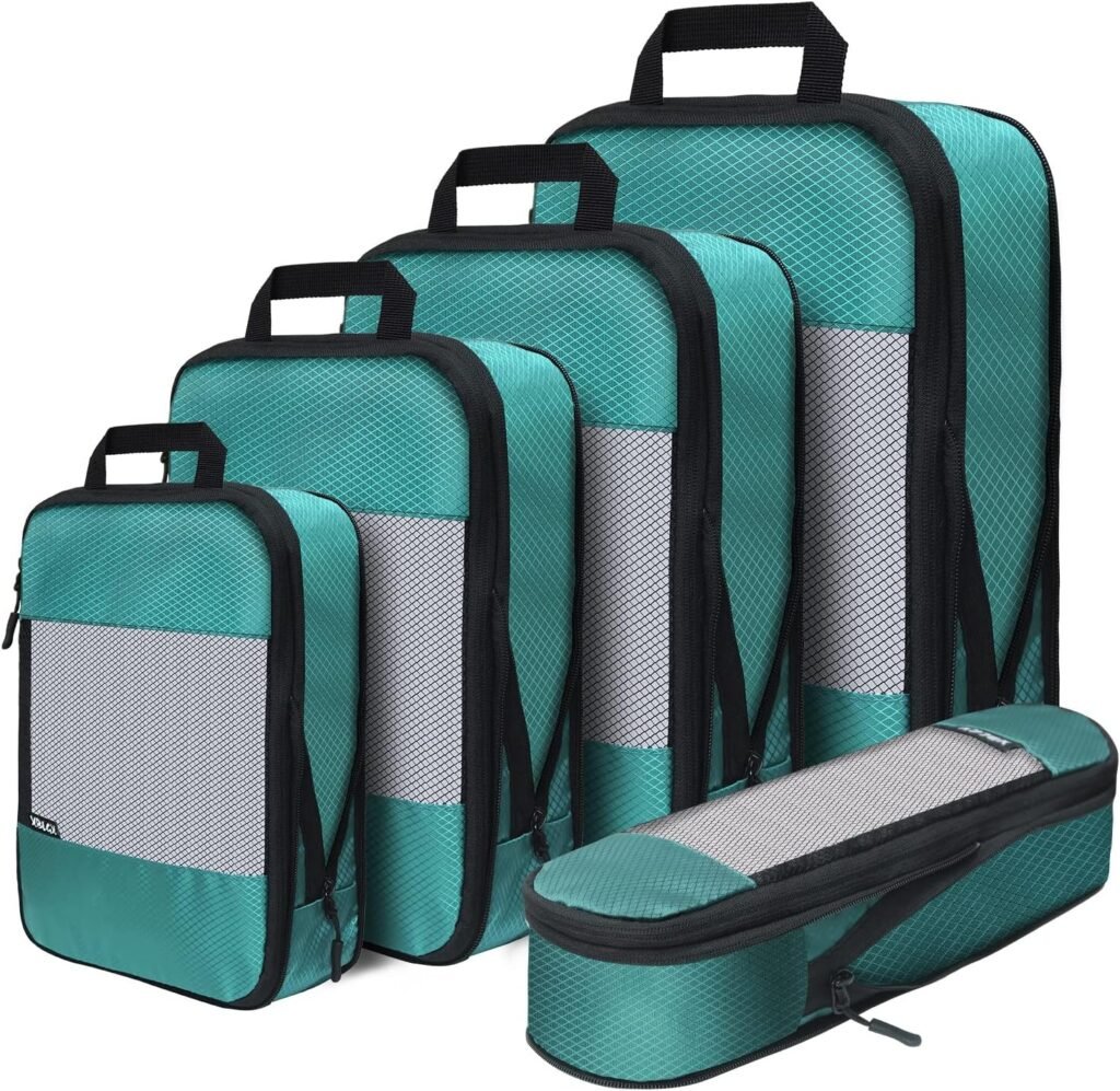 Compression Packing Cubes for Suitcases,5 Set Travel Essentials, Lightweight Luggage Organizer Bags, Travel Cubes for Carry on Compression Packing Cubes for Suitcases,5 Set Travel Essentials, Lightweight Luggage Organizer Bags, Travel Cubes for Carry on