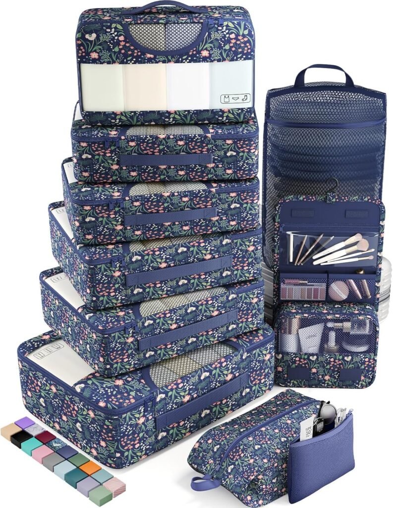 Veken 8 Set Packing Cubes, Cruise Ship Travel Essentials Accessories for Beach Vacation, Personalized Gifts for Women Mom Her, Suitcase Organizer Bags for Luggage with Hanging Toiletry Bag